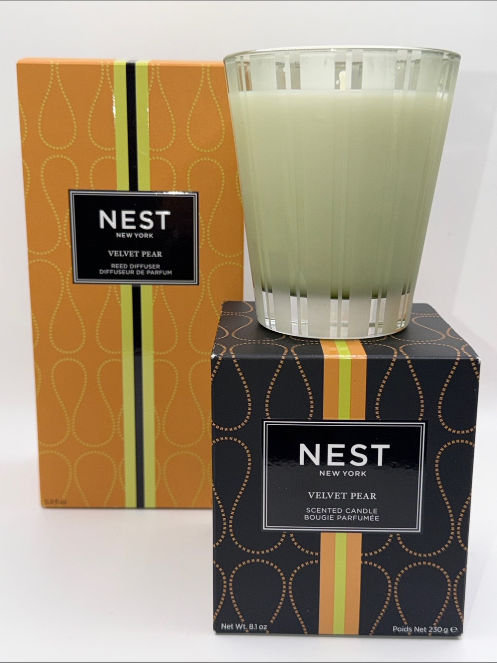 NEST New York Velvet Pear Bundle Lg. Candle (8.1 Oz.)+F/S Diffuser (5.9 Oz.) NIB